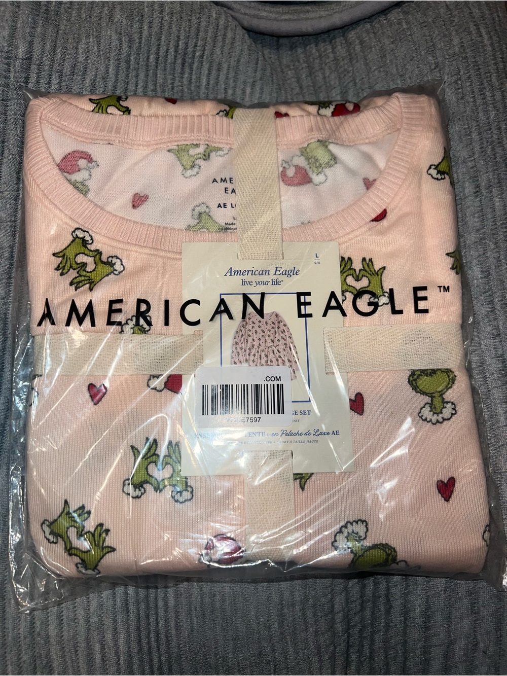 American Eagle Grinch Christmas Pajamas - AE Luxe Plush Lounge Set
